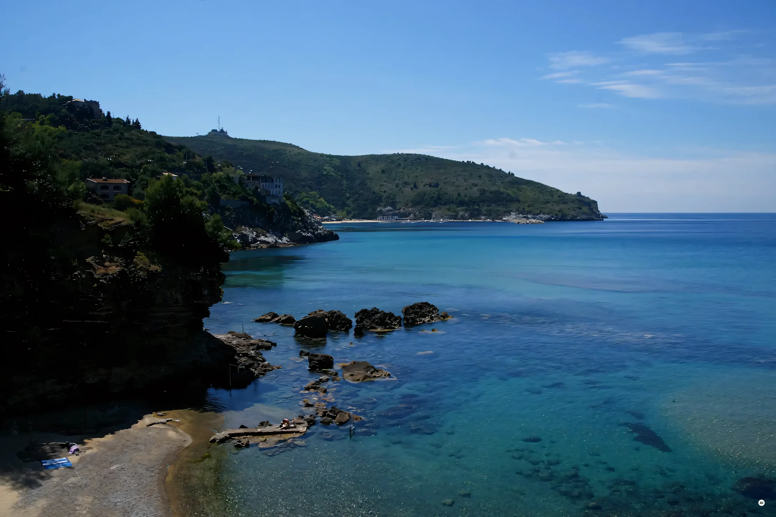 La baia di Palinuro e Capo Palinuro visti dal mare