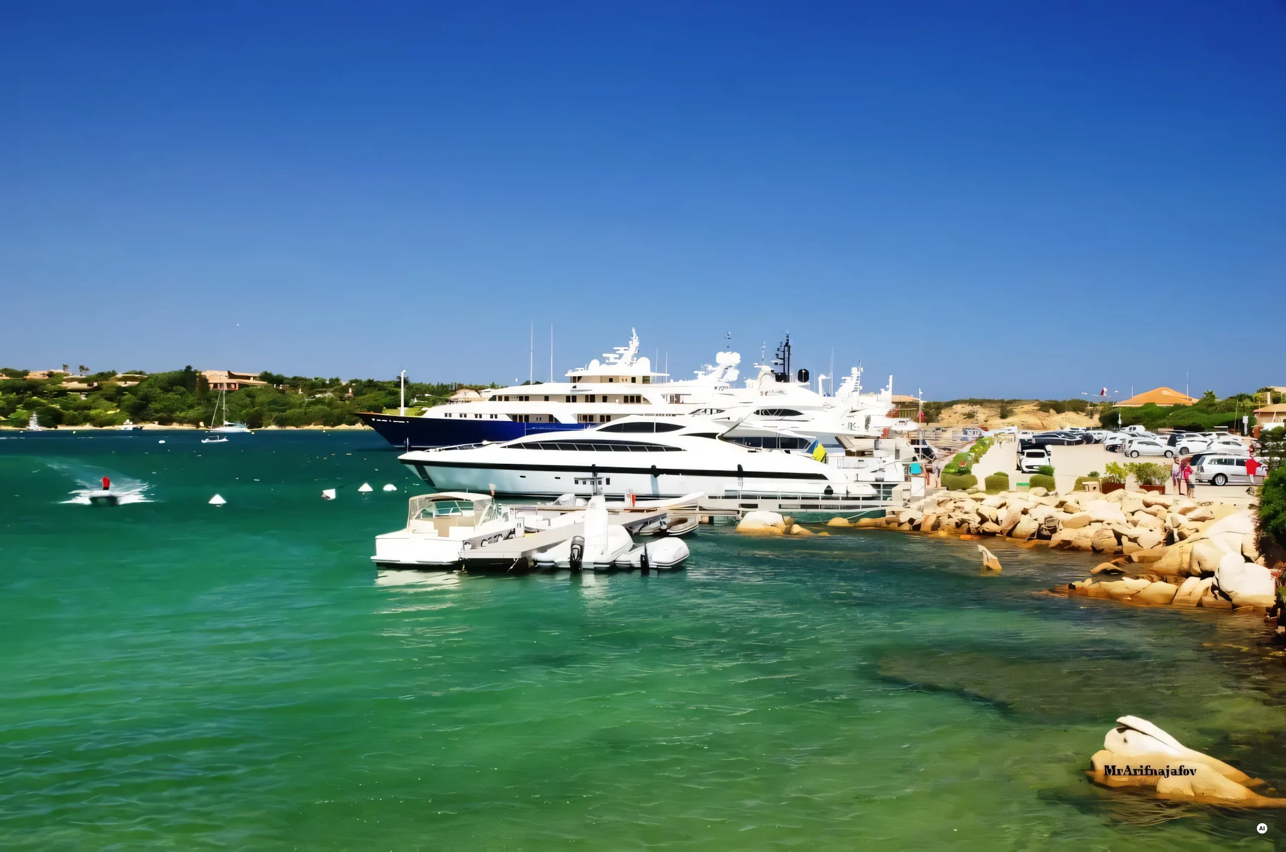 Veduta del porto di Porto Cervo in Costa Smeralda