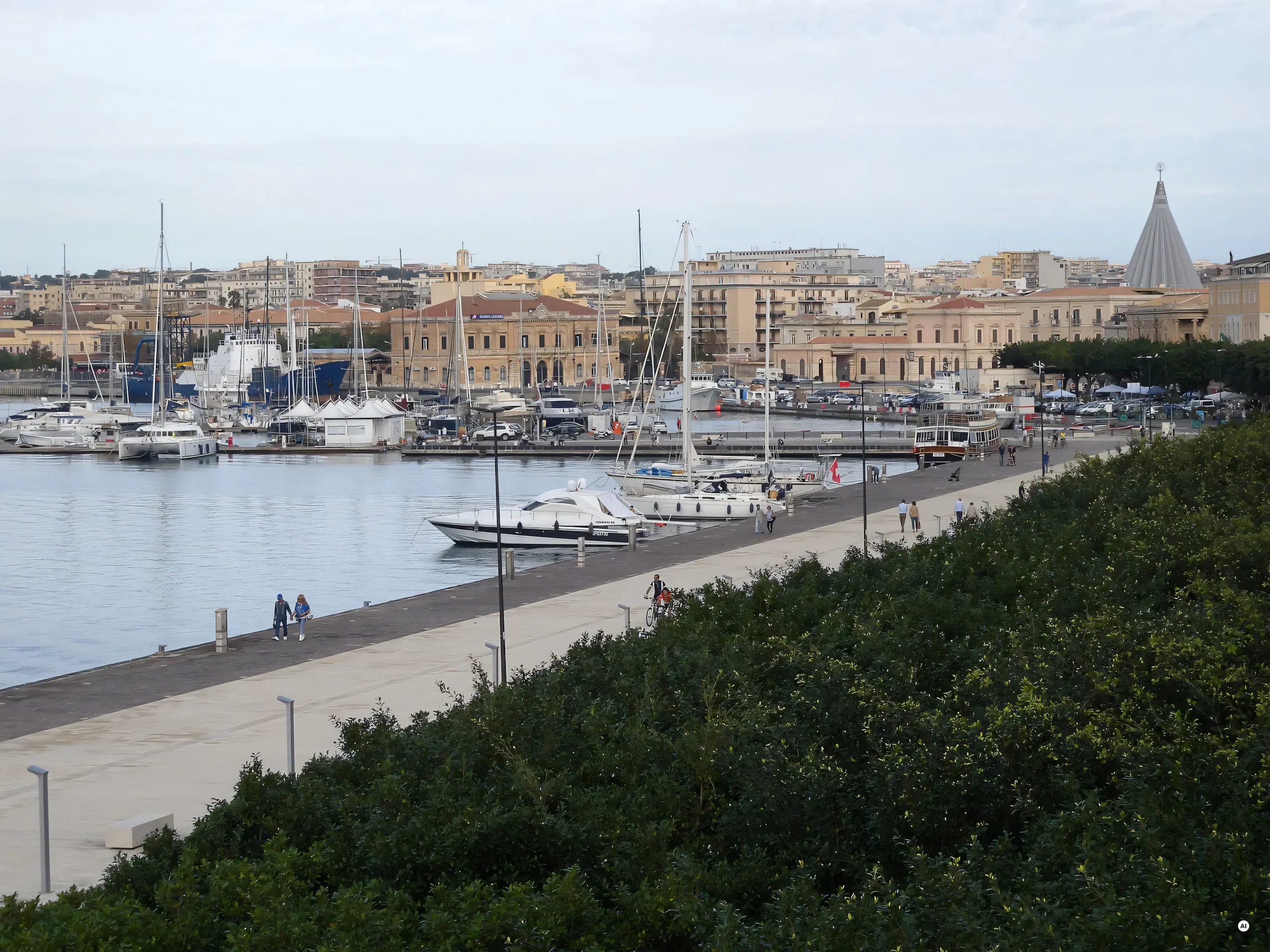 Il Porto Grande di Siracusa con il fronte mare di Ortigia