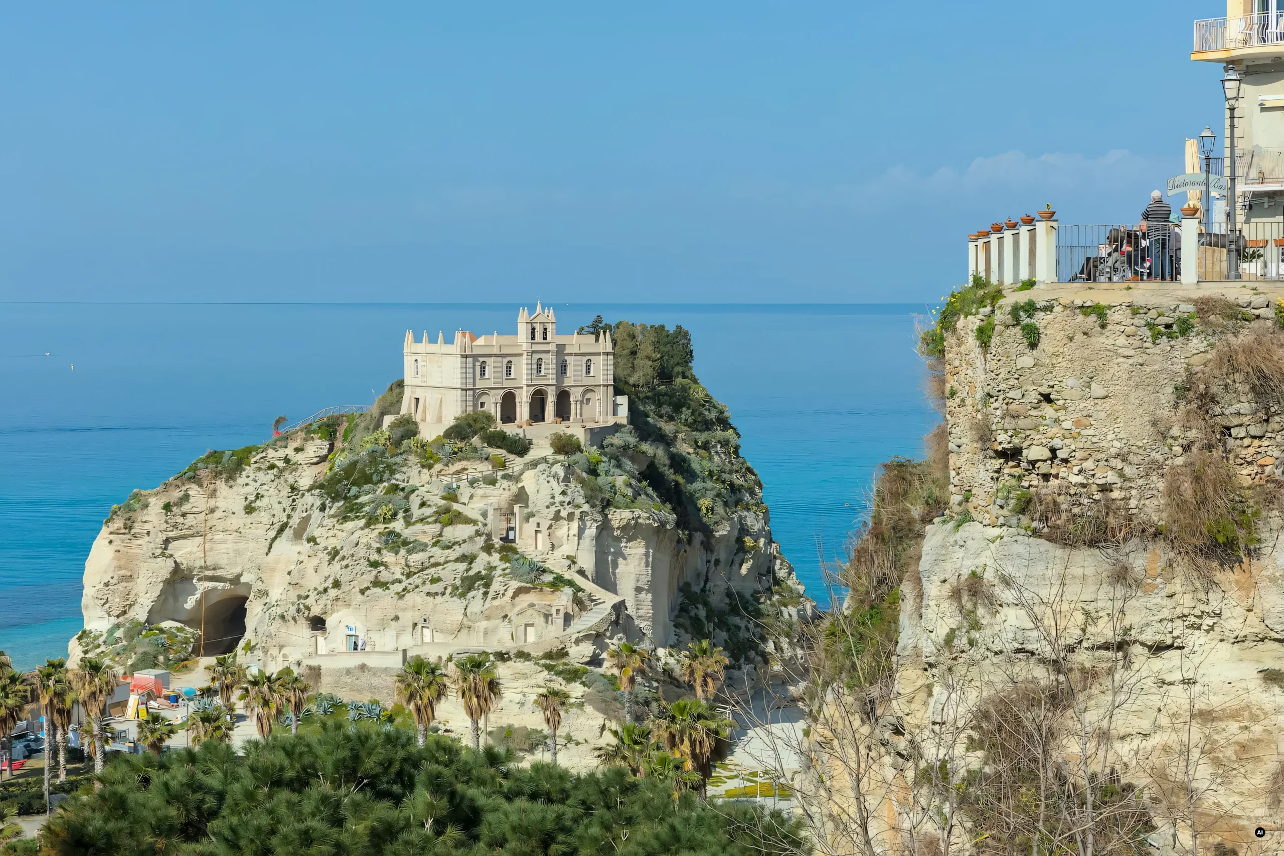 La rupe di Tropea con il Santuario di Santa Maria dell'Isola